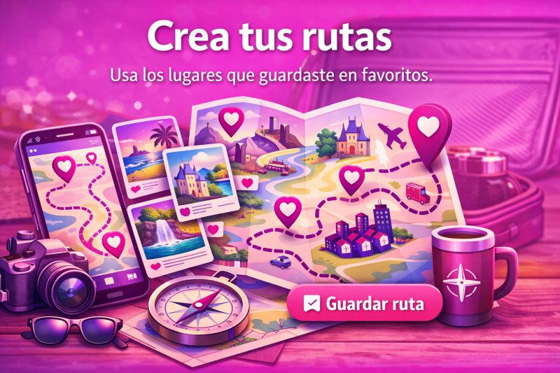 Mapa ilustrativo para crear rutas personalizadas de viaje.